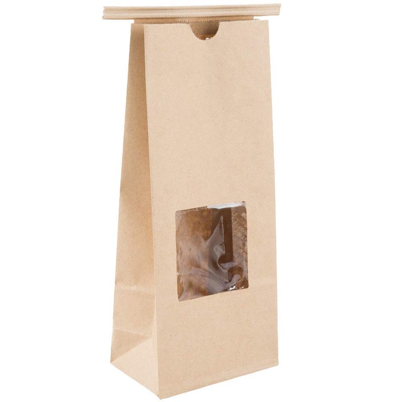 A1 Bakery Supplies كيس مخبز كرافت 1 رطل مع نافذة مربعة - 25 عبوة من إمدادات المخابز A1 - Image 1
